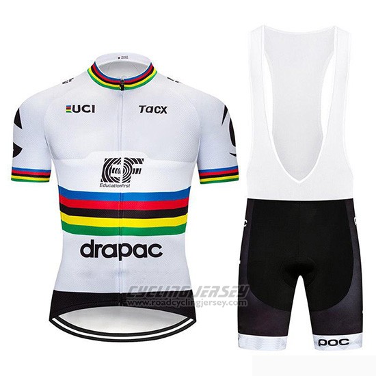 2019 Cycling Jersey UCI World Champion EF Education First White Short Sleeve and Bib Short